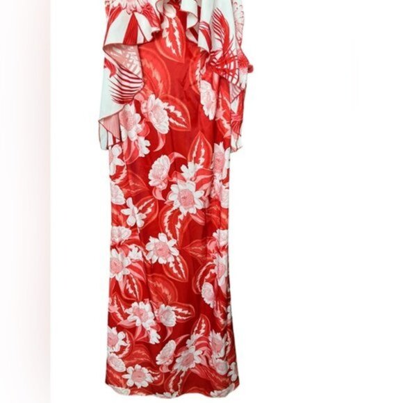 NWT Jenifer Lopez for Marciano Ruffle Long Red Floral Maxi Dress Women Size XS - Picture 6 of 11
